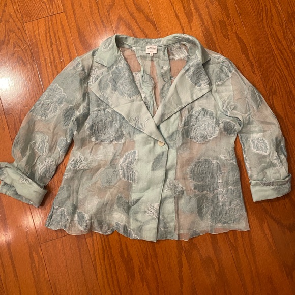 Armani Collezioni Jackets & Blazers - Armani Collezioni Sheer Light Green Floral Blazer